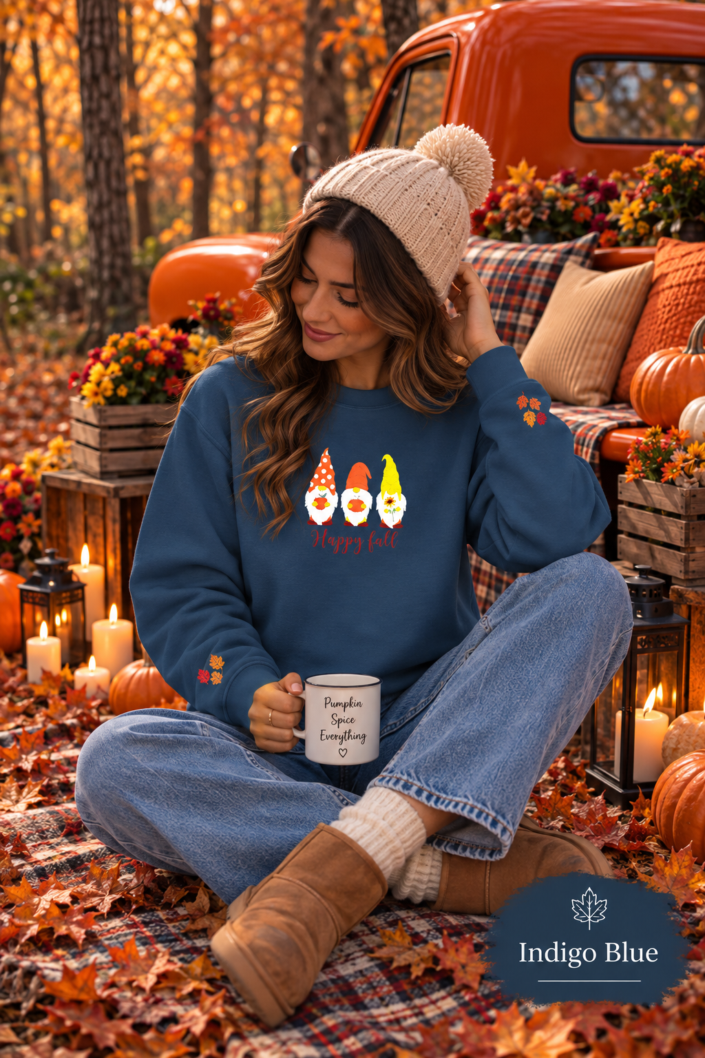 Autumn Gnome Pumpkin Crewneck Sweatshirt